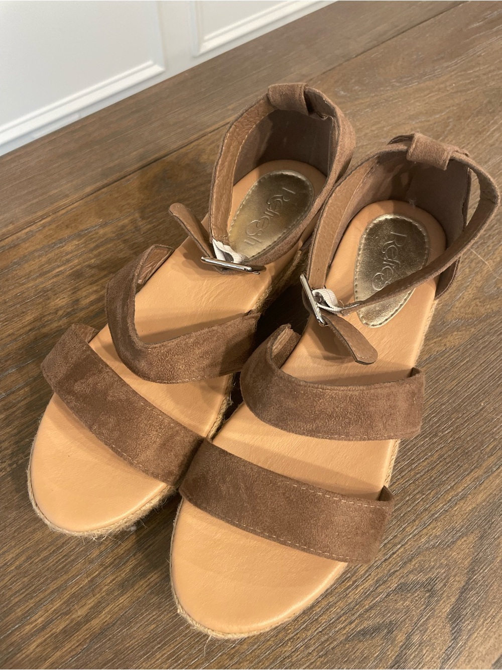 Refresh Brown Suede Espadrille Wedge Sandals